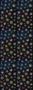 Çiçek ve yapraklı karalama şeklinde Raster çiçek deseni. Gri ve mavi renklerde bahar çiçekleri. Raster illüstrasyonu.