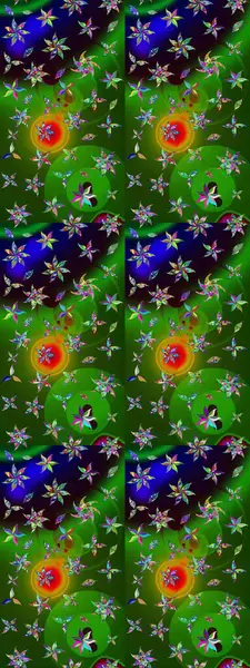 Çiçekli karalama şeklinde Raster çiçek deseni. Yeşil ve mavi renkte çiçekler. Nazik, sevimli çiçek arkaplanı..