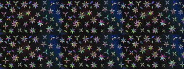 Düz Çiçek Elementleri Tasarımı. Süslü kumaş deseni. Raster illüstrasyonundaki çiçek desenli çizim. Renkli Bahar Teması çizim şablonu.