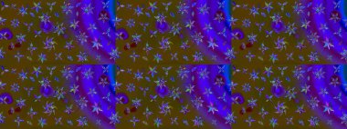 Çiçekli yumuşak bir eskiz şekli. Raster çiçekleri klasik tarzda çizilmiş. Yumuşak, bahar çiçekleri kahverengi ve mor renklerde. Raster illüstrasyonu.