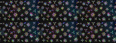 Raster illüstrasyonu. 3D çiçekler, eskiz. Gri ve mavi renklerde.