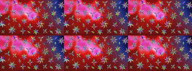 Çiçekli karalama şeklinde Raster çiçek deseni. Yumuşak, bahar çiçekli arka plan. Kırmızı ve pembe renkte çiçekler.