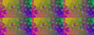 Bahar mevsimi. Nazik romantik baskı. Raster güzel bir çiçek deseni çizmiş. Tatil havası. Yeşil ve kahverengi renkte çiçekler.