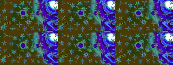 Raster illüstrasyonu. Çiçek ve yapraklı karalama şeklinde Raster çiçek deseni. Yumuşak, bahar çiçekleri kahverengi ve mavi renklerde.