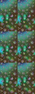 Hediye ambalaj kağıdı, tebrik kartları, posterler ve pankart tasarımı. Raster düz çiçek çizim deseni. Yeşil ve kahverengi renkte çiçekler.