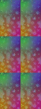 Çiçek desenli raster, mor ve yeşil çizgi grafik desenli soyut raster arkaplan. Modern stil dokusu.