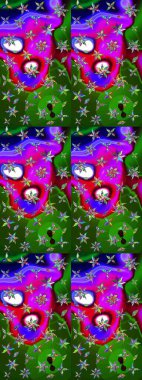 Hediye ambalaj kağıdı, tebrik kartları, posterler ve pankart tasarımı. Yeşil ve mor renkli çiçekler. Raster düz çiçek çizim deseni.