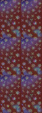 Raster çiçek desenleri çiziyor. Vadinin çiçekleri kahverengi ve mor renklerde.