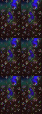 Raster illüstrasyonu. Düz Çiçek Elementleri Tasarımı. Şirin çiçek elementleri. Taslak desenli, modaya uygun kumaş deseni. Renkli Bahar Teması çizim şablonu.