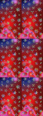 Kırmızı ve pembe renkte çiçekler. Renkli Yaz Temalı eskiz kalıbı. Düz Çiçek Elementleri Tasarımı. Raster illüstrasyonunda çiçek deseni çizimi.