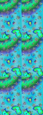 Küçük çiçekte güzel bir desen. Mavi ve yeşil çiçekli bahar çiçekleri. Motley illüstrasyonu. Moda baskıları için zarif bir şablon. Küçük renkli çiçekler..