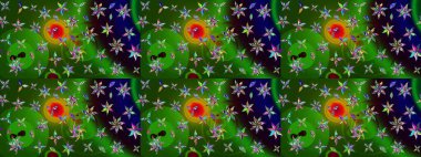 Raster illüstrasyonundaki çiçek desenli çizim. Suluboya tarzında yeşil ve siyah renkte çiçekler.