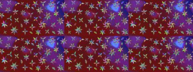 Çizgi çizimi kalıbı. Şirin çiçekler. Raster Moda kumaş deseni.