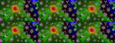 Çiçekli ipek eşarp. Yeşil ve siyah, yeşil ve siyaha. El çizimi çiçek unsurları olan soyut çizim raster deseni. Retro tekstil tasarım koleksiyonu. 1950 'ler-1960' lar motifleri.