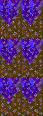 Çiçeksel elementlerle süslenmiş zarif raster dokusu. Küçük çiçekte hoş bir çiçek deseni var. Parlak çiçekli kahverengi ve mor renkler üzerine soyut çizim deseni.