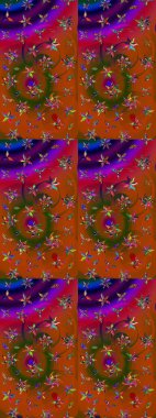 Kahverengi ve kırmızı renkte çiçekler. Renkli bahar temalı eskiz kalıbı. Çiçekli çiçek deseni, suluboya. Düz Çiçek Elementleri Tasarım Raster illüstrasyonu.