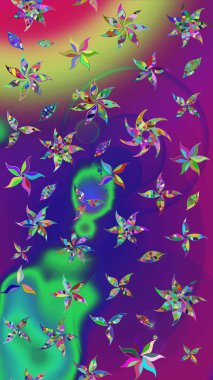 Güzel kumaş deseni. Raster suluboya çiçek deseni, narin çiçekler, mor ve mor çiçekler, tebrik kartı şablonu..