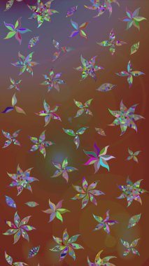 Kahverengi ve nötr renklerde bahar çiçekleri. Çiçekli karalama şeklinde Raster çiçek deseni. Raster illüstrasyonu.