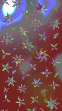 Kahverengi ve gri renkli çiçekler. Nazik romantik baskı. Tatil havası. Raster güzel bir çiçek deseni çizmiş. Bahar mevsimi.