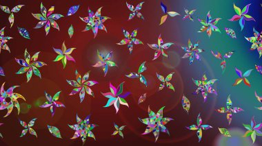 Raster illüstrasyonundaki çiçek desenli çizim. Güzel kumaş deseni. Kahverengi ve mavi renklerde. Raster illüstrasyonu.