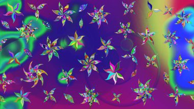 Yumuşak, yaz çiçekleri mor ve mor renkte. Raster illüstrasyonu. Raster çiçek desenli ve çiçekli..