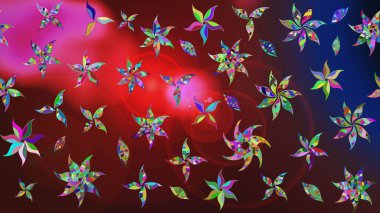 Kahverengi ve kırmızı renkte çiçekler. Çiçekli karalama şeklinde Raster çiçek deseni. Nazik, narin çiçek arkaplanı.