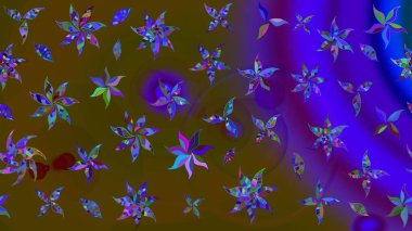 Küçük çiçekte güzel bir desen var. - Kahverengi ve mor çiçekler. Doğa. Raster deseni. Çiçek kolajı. Çiçek arkaplan. Çiçek bileşimi.