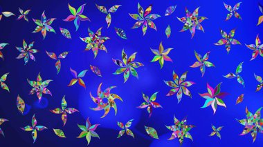 Renkli Bahar Teması eskiz kalıbı. Mavi ve yeşil renkli çiçekler. Güzel çiçek deseni. Düz Çiçek Elementleri Tasarımı.