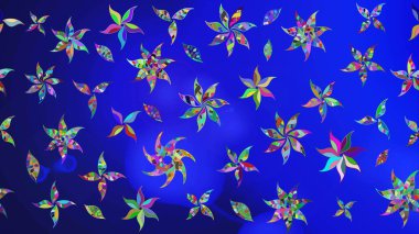 Renkli Bahar Teması eskiz kalıbı. Mavi ve yeşil renkli çiçekler. Güzel çiçek deseni. Düz Çiçek Elementleri Tasarımı.