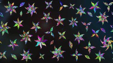 Raster deseni. Gri ve mavi renkte yaz çiçekleri. Raster illüstrasyonu. Küçük çiçekte sevimli çiçek deseni var..