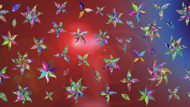 Kahverengi ve kırmızı renkte çiçekler. Hediye ambalaj kağıdı, tebrik kartları, posterler ve pankart tasarımı. Raster düz çiçek çizim deseni.