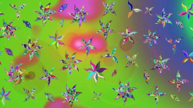 Raster illüstrasyonu. Çiçekler, dallar, bitkiler ve çiçekler. El çizimi. Güzel kumaş deseni.