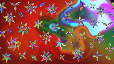 Raster Güzel kumaş deseni. Raster suluboya deseni, narin çiçekler, kırmızı ve kahverengi çiçekler, tebrik kartı şablonu..