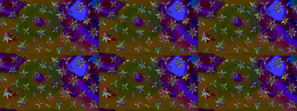 Düz Çiçek Elementleri Tasarımı. Renkli Bahar Teması eskiz kalıbı. Kahverengi ve yeşil renkli çiçekler. Raster illüstrasyonunda çiçek deseni çizimi.