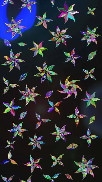 Raster çiçek desenli çiçek deseni, yapraklar, dekoratif elementler, sıçrama, lekeler, el çizimi kontur çizgileri ve Doodle çizim stili, grafik raster çizim çizimi.