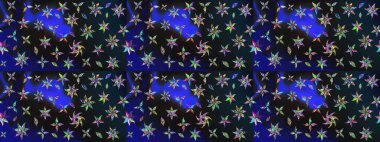 El çizimi çiçek unsurları olan soyut çizim raster deseni. 1950-1960 motifleri. Gri ve mavi üzerine gri ve mavi. Retro tekstil tasarım koleksiyonu. Çiçekli ipek eşarp..