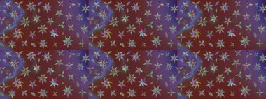 Küçük çiçekte güzel bir desen. Motley illüstrasyonu. Moda baskıları için zarif bir şablon. Küçük renkli çiçekler. Çiçekli bahar çiçekleri.