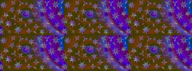 Çiçekli çizim şekli. Düz Çiçek Elementleri Tasarımı. Kahverengi ve mor renkli çiçekler. Renkli Bahar Teması çizim şablonu.