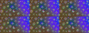 Çiçeksel fantezi tasarımı ve parlak bir arka plan çizimi. Düz Çiçek Elementleri Tasarımı. Renkli Bahar Teması çizim şablonu.