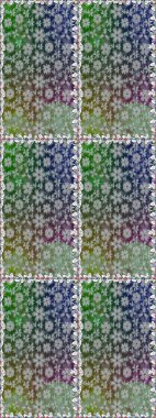 Çok renkli, zarif küçük çiçekler ve gri renkli komik böcekler, raster desen, illüstrasyon.