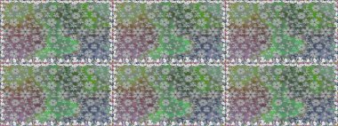 Raster Floral Illustration, Asyalı tekstil. Gri renkli etnik çiçeklerle kusursuz bir desen..