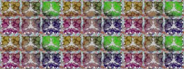 Şirin çiçekli kusursuz desen ve nötr renklerde yapraklar, suluboya çiçekli desen, duvar kağıdı, kart veya kumaş için fayanslı. Raster illüstrasyonu.