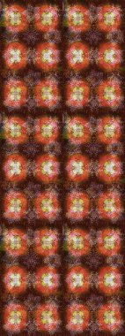 Renkli arka planda izole tatlı kar taneleri. Raster illüstrasyonu. Kar tanesi raster deseni. Kahverengi, turuncu ve pembe renkli kar taneleri.