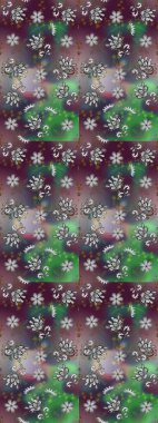 Renkli Bahar Temalı Kusursuz Arkaplan. Gri, yeşil ve kahverengi renkte çiçekler. Düz Çiçek Elementleri Tasarımı. Çiçeksiz desenli arka plan, yaz çiçekleri..