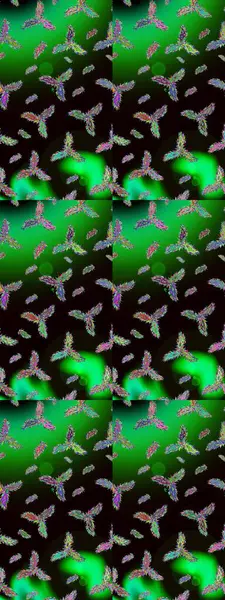 Raster kış deseni. Yeşil, siyah ve gri renkler üzerine tasarım. Çiçek Elementleri 'nin soyut geçmişi. Raster illüstrasyonu.