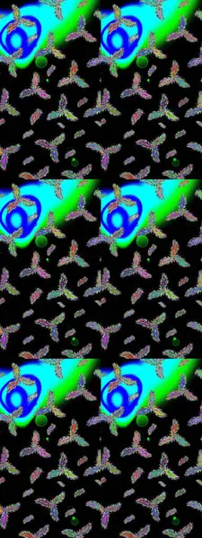 Renkli arka planda izole kar taneleri. Yüzey için tekrarlanan doku, ambalaj kağıdı, siyah, mavi ve yeşil renkler. Kış kar tanesi, raster arka plan. Raster illüstrasyonu.