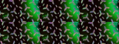 Kar taneleri, kar yağışı. İllüzyon. Düşen Noel stili kar taneleri. Güzel, siyah, yeşil ve gri kar taneleri, renkli bir arka planda izole edilmiş..