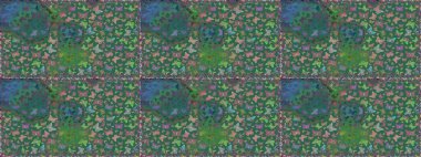 Egzotik Kelebeklerle tropik ve pürüzsüz bir düzen. Raster. Moda Kumaşı Tasarımı. Mavi renkli illüstrasyon.