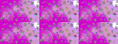 Suluboya çiçekli çiçek deseni. Eflatun ve nötr renklerde Asya tekstil tarzında. Raster illüstrasyonu.