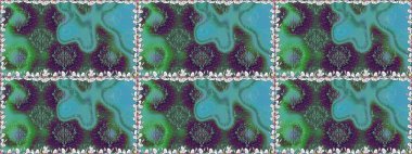 Tropik, dikişsiz çiçek deseni. Mavi renkli çiçekler. Raster illüstrasyonu.